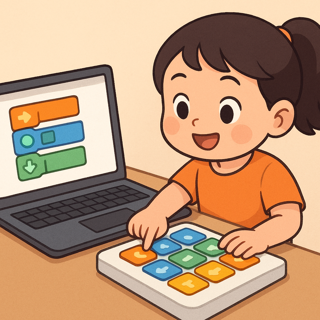 유아 코딩 교육 프로그램을 활용하는 아이
